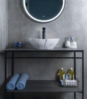 Раковина Gid Mnc138C 54473 накладная под камень глянцевая 41x34x15